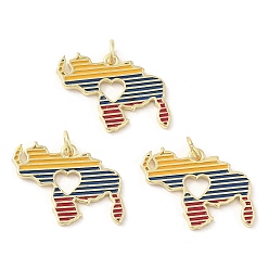 Разноцветный Латунь эмаль подвески, с целью перехода в кольце, долговечный, без свинца и без кадмия, реальный 18 k позолоченный, карта с сердечком, красочный, 16.5x23x1.5 мм, отверстие : 3 мм