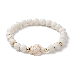 Синтетическая Бирюза Женские эластичные браслеты черепахового цвета с синтетической бирюзой, внутренний диаметр: 2-1/4 дюйм (5.8 см)