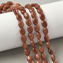 Камень с Пылевым Золотом Синтетические голдстоуновские бисер пряди, Плоско-овальные, 8x6x3 мм, отверстие : 0.9 мм, около 49~50 шт / нитка, 15.16''~15.55'' (38.5~39.5 см)