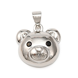 Платина Латунные микро проложить кубического циркония подвески, без кадмия и без свинца, нести прелести, платина, 16x16x6.5 мм, отверстие : 5x3.5 мм