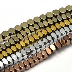 (52) Непрозрачная лаванда Гальванизировать немагнитных синтетический гематит бисер пряди, граненые квадратные, сгладить, разноцветные, 3x3x2 мм, отверстие : 1 мм, около 200 шт / нитка, 16 дюйм