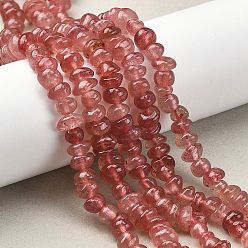 Клубничный Кварц Природного кварца клубники нитей бисера, чипсы, упавший камень, 8~10x8~9x4~8 мм, отверстие : 1 мм, 15.75''~15.94'' (40~40.5 см)