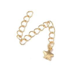 Light Gold Латунные концы стойки с цепочкой и подвесками, долговечный, без свинца и без кадмия, звезда, золотой свет, 55 мм