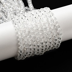 Прозрачный Прозрачные стеклянные бусины, граненый (32 граней), круглые, прозрачные, 4 мм, отверстие : 0.7 мм, около 87~93 шт / нитка, 32~33 см