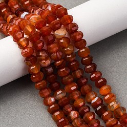 Оранжево-Красный Натуральные полосатые агатовые бусы, окрашенная и подогревом, граненые, тыква, оранжево-красный, 8x5 мм, отверстие : 1 мм, около 70~72 шт / нитка, 14.17''~15.16'' (36~38.5 см)