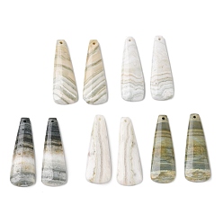 Trapezoid Подвески из натуральной индийской зеленой яшмы., подходящие геометрические подвески, трапециевидные подвески, 38.5~39x13.5~14x4.5 мм, отверстие : 1.2 мм