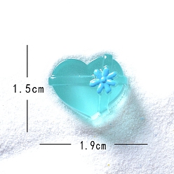 Голубой Рождественские светящиеся украшения из микропейзажа из смолы, сердце, голубой, 15x19 мм