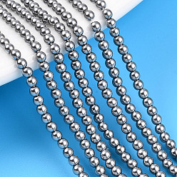 Темно-Серый Выпечка из окрашенного перламутрового стекла жемчужные бусинки, круглые, темно-серый, 2 мм, отверстие : 0.6 мм, около 200~201 шт / нитка, 15.75 дюйм (40 см)