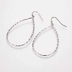 Платина Латунь болтаться серьги, слеза, платина, 48x29x1 мм, штифты : 0.8 мм