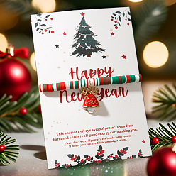 Christmas Bell Рождественские 304 браслеты из нержавеющей стали с эмалированными подвесками, Разноцветные браслеты из полимерной глины с бусинами хейши, эластичные, для женщин и мужчин., золотые, рождественский колокольчик с оленьим рогом, 6.50 дюйм (16.5 см)