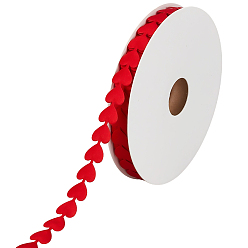 Rouge 18m ruban de dentelle en polyester coeur, pour les invitations de mariage, bouquets, emballage cadeau, rouge, 5/8 pouces (15 mm)