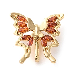 Шоколадный 3 звенья латунные микропаве фианит многожильные 18 дырчатые, без кадмия, без никеля и без свинца, бабочка, реальный 16x16x6 k позолоченный, цвет шоколада, 1.6 мм, отверстие : {1} мм