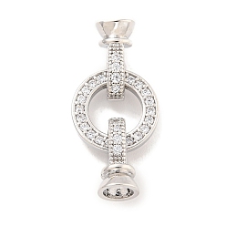 Платина Латунное микропейв, прозрачный кубический цирконий, складные застежки, долговечный, без свинца и без кадмия, платина, 30 мм длиной, застежка : 12.5x7.5x6.5 mm, отверстие : 1 мм, внутренний диаметр: 4.5 мм, Кольцо: 14x2 mm