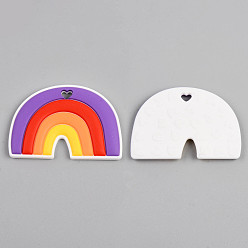 Dark Orchid Food Grade Eco-Friendly Silicone Big Pendants, Rainbow, Dark Orchid, 62x90x9mm, Hole: 7x9mm