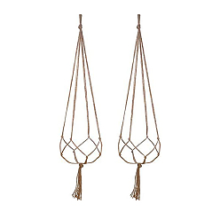 Верблюжий Вешалки для растений макраме из хлопка, подвесные кашпо в стиле бохо, настенная декоративная подставка для цветочных горшков, с потолочным крючком, верблюжие, 90 см, 2 шт / комплект