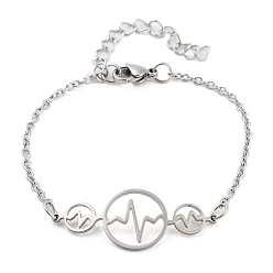 Ring Браслеты из цепей из нержавеющей стали, не тускнеющие, для женщин и мужчин, цвет нержавеющей стали, кольцо, 8-1/4 дюйм (21 см), раунд: 37x14 мм.