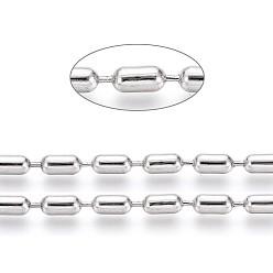 Stainless Steel Color Non-Tarnish 304 Stainless Steel Ball Chains, Stainless Steel Color, Column: 6.5x3.2mm
