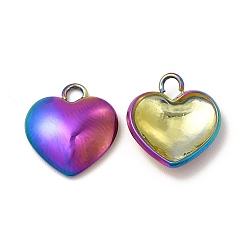 Rainbow Color Ion Plating(IP) 304 Stainless Steel Charms, Heart Charm, Rainbow Color, 13x12x3mm, Hole: 1.8mm