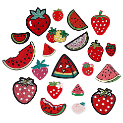 (52) Непрозрачная лаванда Нашивки на одежду из полиэстера, фрукты, клубника, арбуз, разноцветные, 29.5~49x25.5~72x1.5 мм