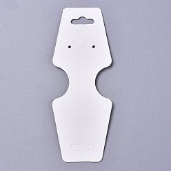 White Cardboard Fold Over Paper Display Hanging Cards, Used For Necklace, Earrings and Pendants Accessory Display, White, 120x45x0.4mm, Hole: 2mm and 6.5x18mm