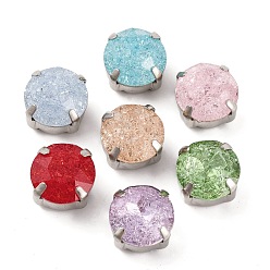 Платина Шить на горный хрусталь, многожильные звенья из стекла, хрусталя и стразов, с настройками латуни, аксессуары для одежды, граненые, плоско-круглые, платина, 10x10x7 мм, отверстие : 1 мм