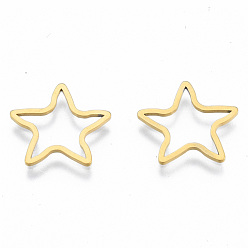 Золотой 201 нержавеющей стали связывающий кольца, звезда, золотые, 16x16.5x1 мм, внутренний диаметр: 9x9.5 мм