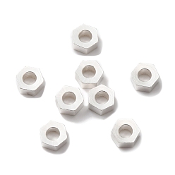 925 Sterling Silver Plated Brass Beads, Lead Free & Cadmium Free, Hexagon, 925 Sterling Silver Plated, 6x6.5x2.5mm, Hole: 3mm