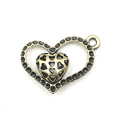 Античная Бронза Сплавочные подвески для размещения стразов, сердце, античная бронза, пригодный для стразов 1.8 мм, 26x37x8 мм