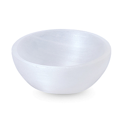 Ghost White Natural Selenite Charging Bowl for Cleansing, Recharging Crystal & Reiki Gemstones, Meditation & Witchcraft Supplies, Ghost White, 5.8~6x2.2cm