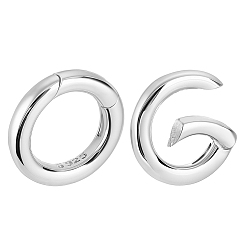 Серебро 2 шт. 925 Кольца с пружинным затвором из стерлингового серебра, кольцо, серебряные, 12x2 мм