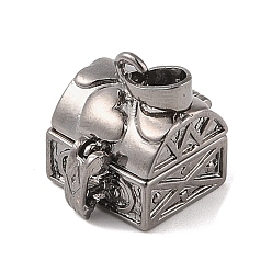 Черный Цвет Металла Резные прямоугольного параллелепипеда стойки покрытие латунь молитва коробка подвески, желаю коробке, металлический черный , 17x16x18 мм, отверстие : 5x3 мм