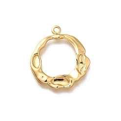 Настоящее золото 18K Латунные подвески, без кадмия, без никеля и без свинца, нерегулярные кольца-шармы, реальный 18 k позолоченный, 21x19x1.5 мм, отверстие : 1.4 мм