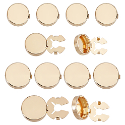 Light Gold 12 шт. 2 стили латунные запонки, плоско-круглые, золотой свет, 15.5~17.5x4.5 мм, 6 шт / стиль