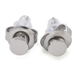 Плоский Круглый 304 серьги-гвоздики из нержавеющей стали для женщин, цвет нержавеющей стали, плоско-круглые, 4 мм