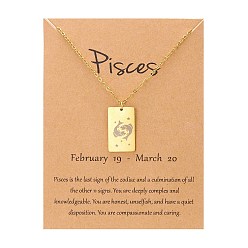 Рыбы Двенадцать созвездий подвески ожерелья, ожерелья из нержавеющей стали, золотые, Рыбы, 15.75 дюйм (40 см)