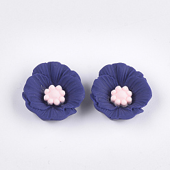 Dark Blue Resin Cabochons, Flower, Dark Blue, 23x22x7mm