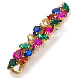 Разноцветный Сплав горный хрусталь крокодил заколки, аксессуары для волос для женщин и девочек, красочный, 70x15 мм