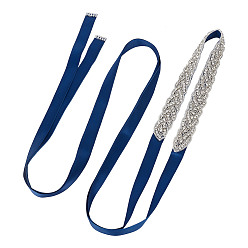 Морской Синий Свадебный пояс для свадебного платья, со стеклянными бусинами и лентой из горного хрусталя, Marine Blue, 106-3/4 дюйм (271 см)