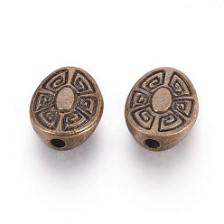 Античная Бронза Сплавочные овальные бусины тибетского стиля , овальные, без свинца и без кадмия, античная бронза, 11x9x4 мм, отверстие : 2 мм