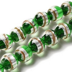 Зеленый Lampwork бисер нитей, круглые, зелёные, 12 мм, отверстие : 1.2 мм, около 45 шт / нитка, 19.29'' (49 см)