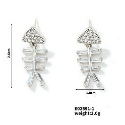 Платина Серьги в стиле барокко с рыбьими косточками, изысканные 3d красочные модные украшения, платина, 26x10 мм