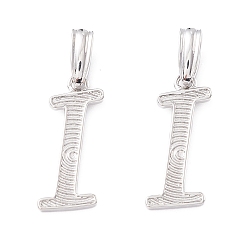 Letter I Подвески с буквами из экологически чистой латуни, настоящее платиновое долговечное покрытие, без кадмия и без свинца, letter.i, 19x8x1.4 мм, отверстие : 6.5x3.3 мм