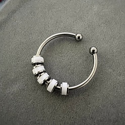 Белый 304 эмалированный диск из нержавеющей стали с регулируемыми открытыми кольцами, снять беспокойство манжеты кольца, цвет нержавеющей стали, белые, внутренний диаметр: регулируемый