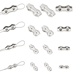 Нержавеющая Сталь Цвет 16шт 4 стиль 304 нержавеющая сталь двойной 2-стоечный кабельный зажим, зажим для троса, цвет нержавеющей стали, 12~22x30~50x14~19 мм, 4 шт / стиль