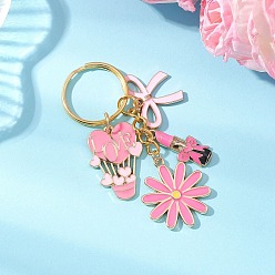 Золотой Брелки из сплава эмали с цветком и воздушным шаром, с железными разрезными брелоками, золотые, золотые, 81 мм