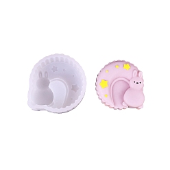 Белый Diy дисплей силиконовые формы, формы для литья смолы, луна с кроликом, белые, 83x75x32 мм