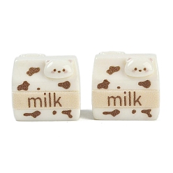 Бежевый Кабошоны из смолы, молоко с медведем, бежевые, 20~20.5x21~22x14~14.5 мм
