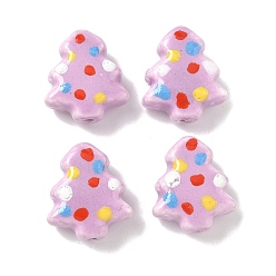 Сливовый Фарфоровые бусины ручной работы, рождественская елка, пастельный фарфор, слива, 16~16.5x14.5~15x6.5~7 мм, отверстие : 1.8 мм