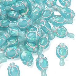 Зеленый Прозрачные бусины из смолы, голографические бусы, ручное зеркало, с эмалью, зелёные, 18.5x9x6.5 мм, отверстие : 1.2 мм