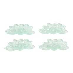 Средний Аквамарин Полупрозрачные подвески-коннекторы из цветочной смолы, лотос ссылки, средний аквамарин, 14.5x35.5x8.5 мм, отверстие : 1.8 мм